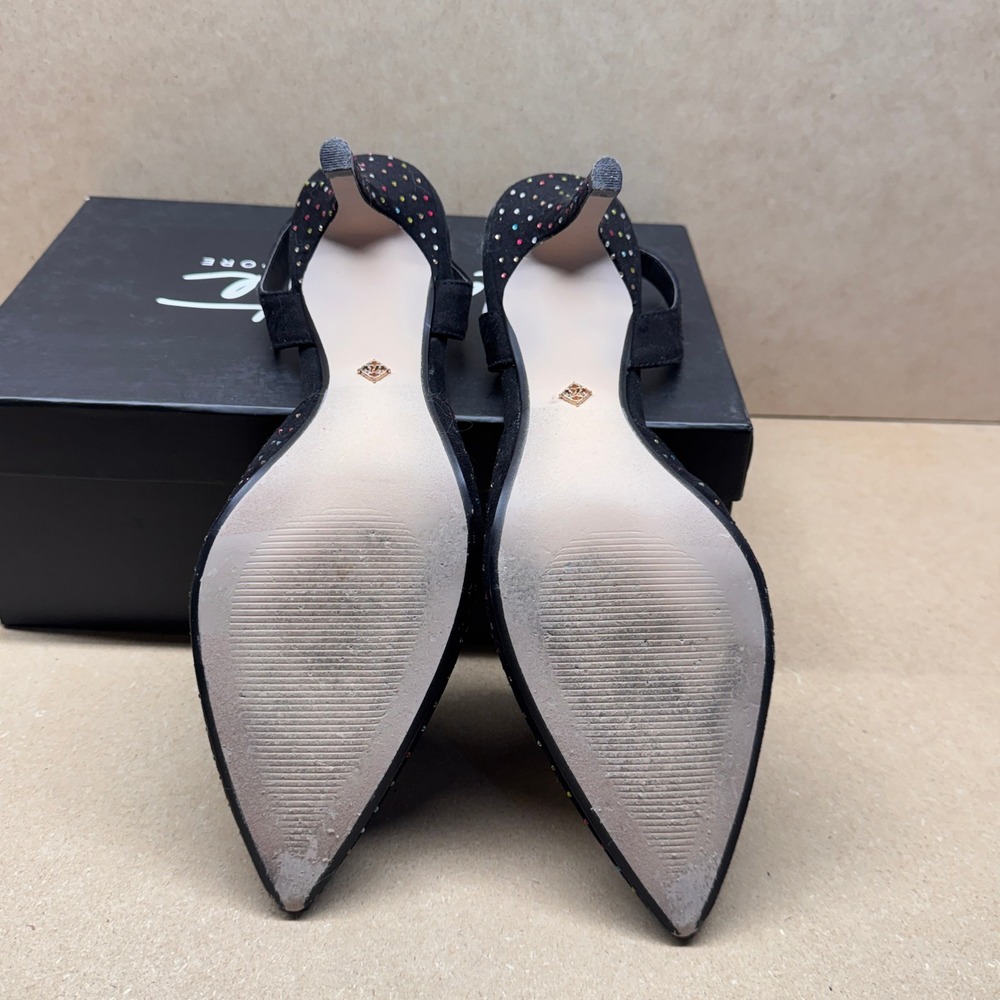 Nanette Lepore Slingback Pumps Womens 9 Black Rhinestone Sparkly Glam Party Heel - Picture 5 of 7